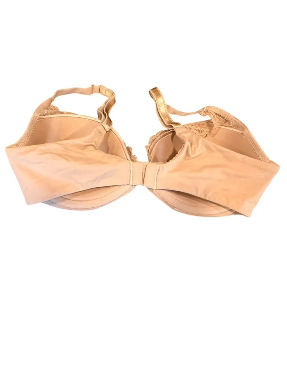 Chantelle Lace Underwire Balconette Bra Scalloped Satin Strap Nude 34D - Picture 2 of 7